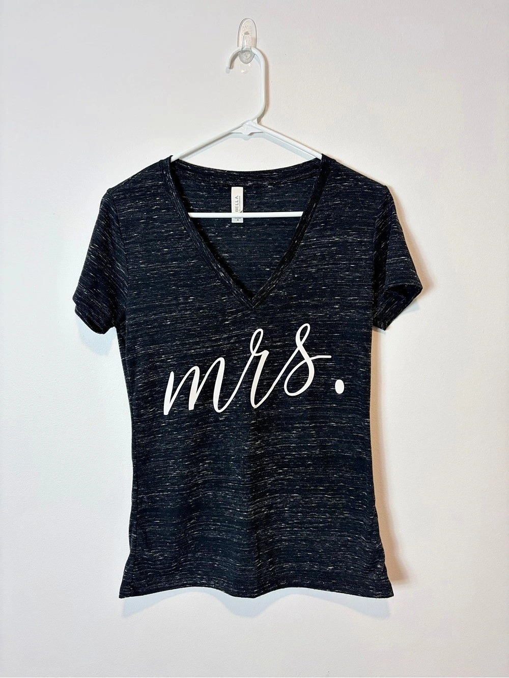 Bella+Canvas V-Neck Mrs. Graphic Tee Black Medium